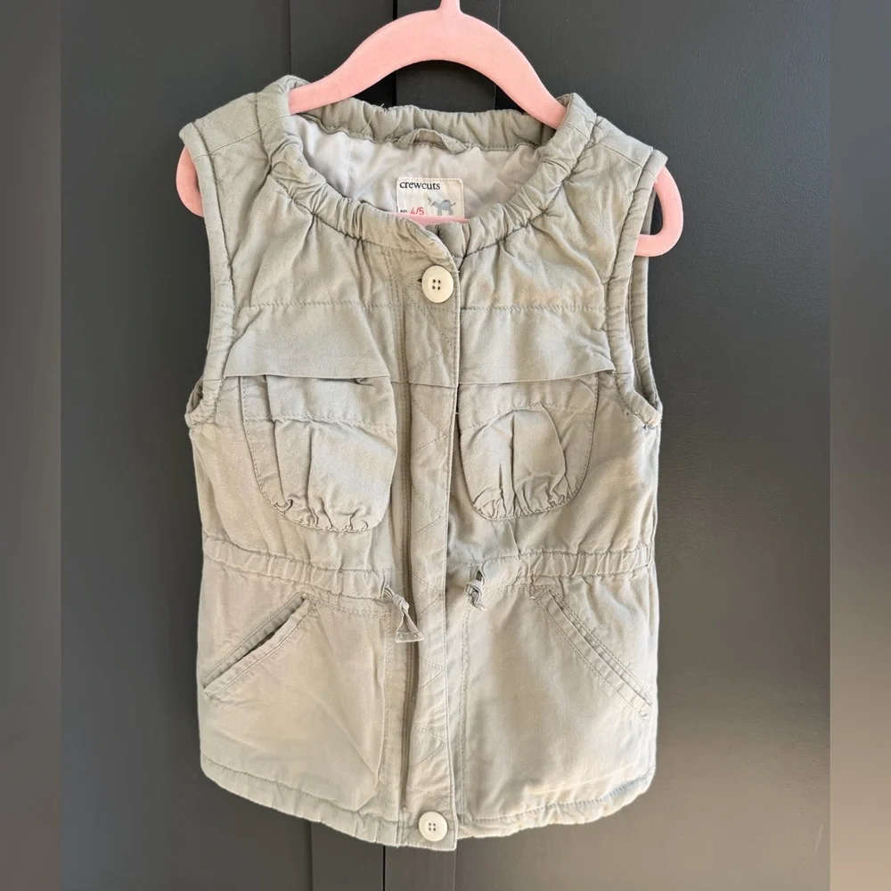 Crewcuts | Light Green Utility Safari Vest | 4-5